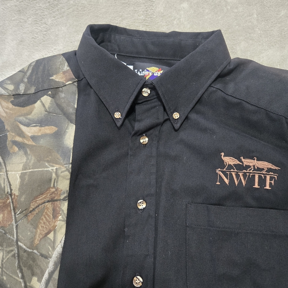 NWTF Realtree Hardwoods Camo And Black Hunting Shirt (Shacket) Mens Sz 2X